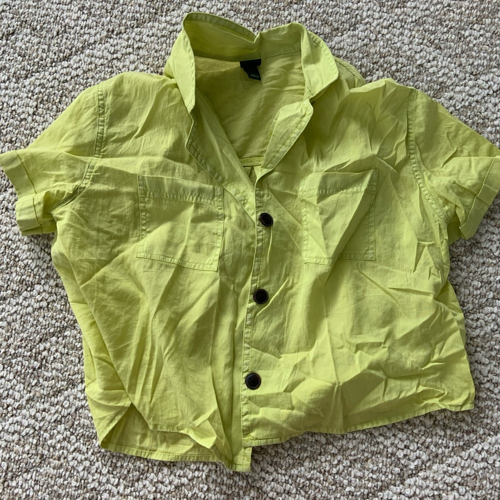 Wild Fable neon green button up shirt